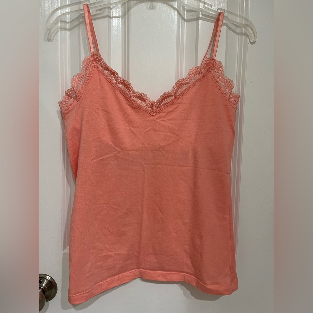 Coral Lace Trim Cami Top